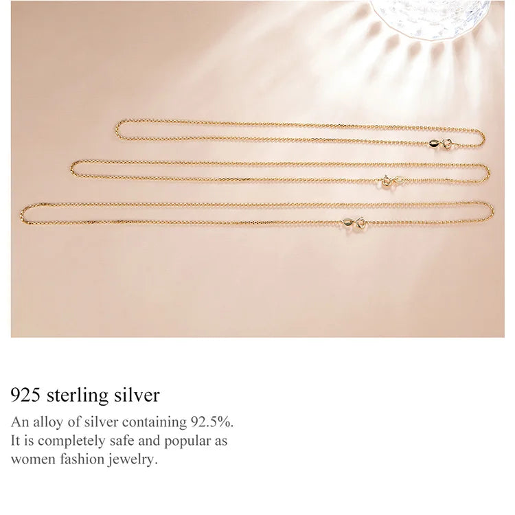 Classic Basic O-chain Solid 925 Sterling Silver Lobster Clasp Adjustable Necklace Box Cable Chain DIY Jewelry for Women
