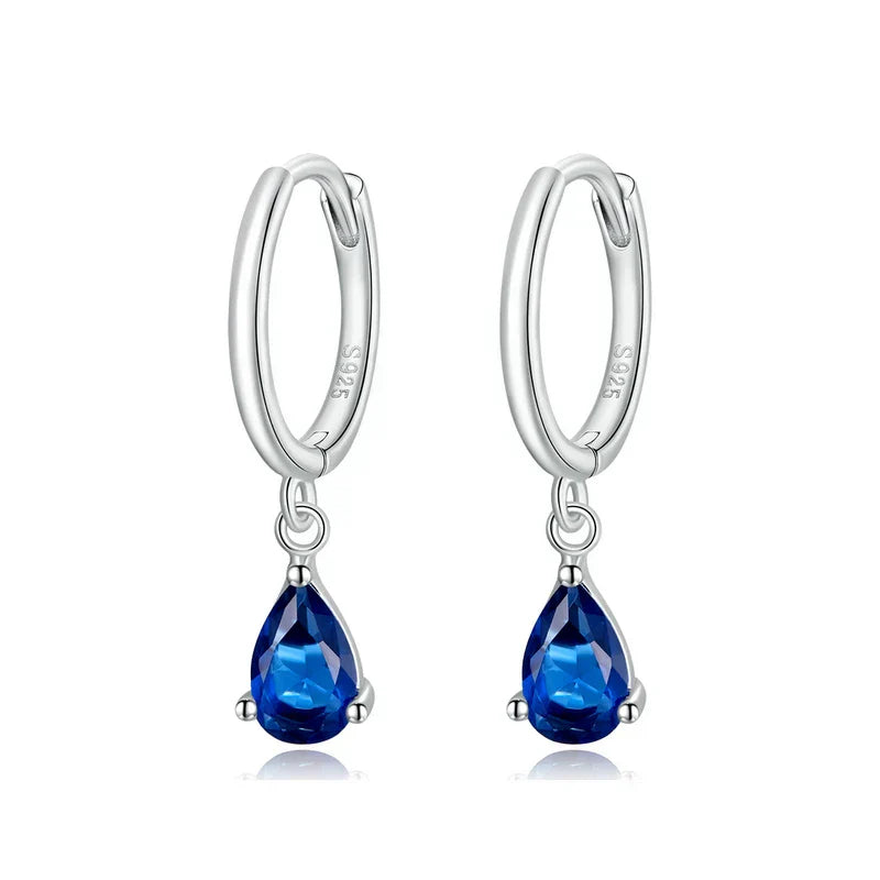 Silver Green Water Drop Earrings 925 Sterling Silver 4 Colors Drop Shape Earring for Women Statement  Jewelry