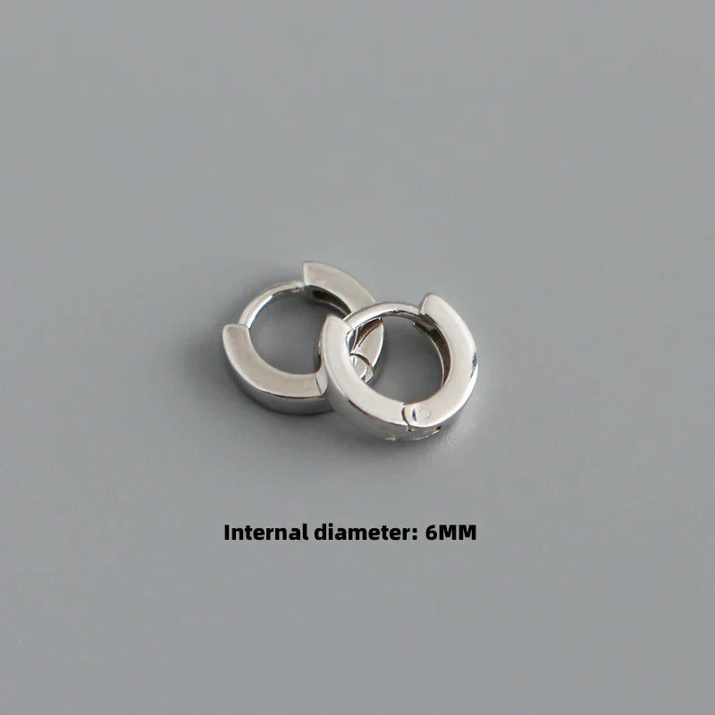 925 Sterling Silver Minimalist Punk Rock Circle Hoop Earrings for Women Men Goth Piercing Ear Buckle Charm Fine Jewelry