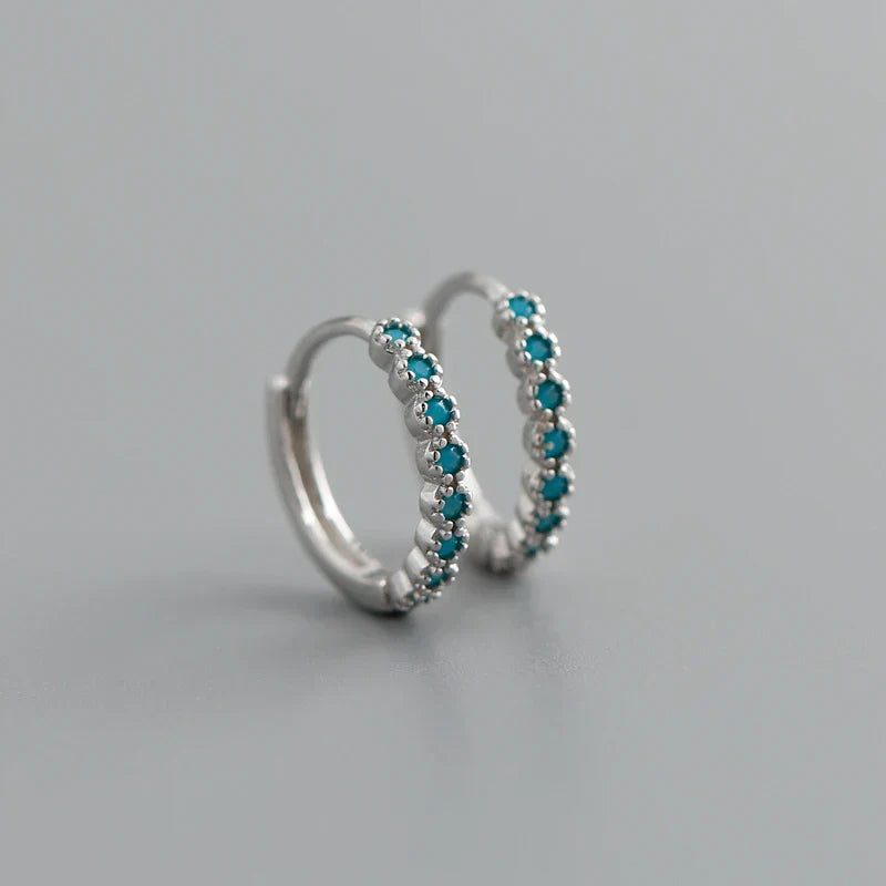 New Arrival Fashion Korean Blue Zircon Spike Geometric Stud Earrings for Women Real 925 Sterling Silver Gothic Jewelry