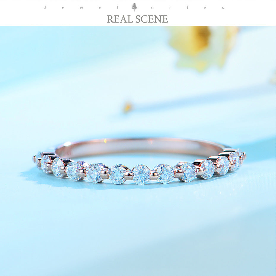 Moissanite Ring 585 14K 10K 18K Rose Gold Half Eternity Bubble Rings for Women Jewelry Wedding Diamond Engagement Band