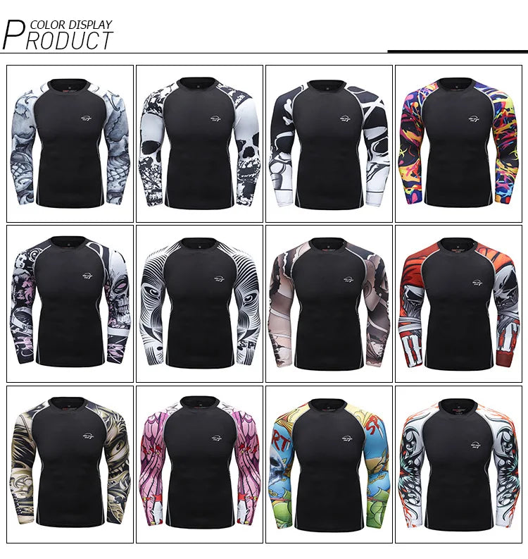 Men Long Sleeve Compression Athletic Workout Shirt Water Sports UPF 50+ Rash Guard High Quality Jiu Jitsu Gi BJJ Top