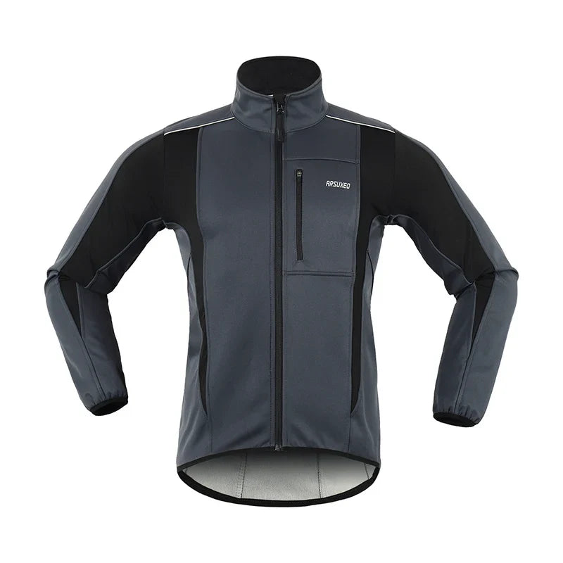 Men's Warm Cycling Jacket Fleece Bike Jersey Windproof Waterproof Softshell Coat Bicycle Clothing Motorcycle Raincoat