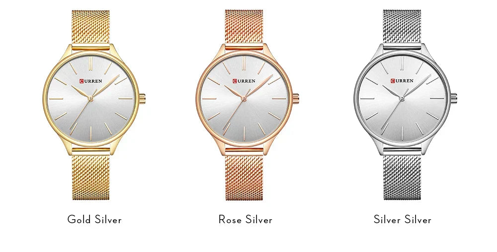 Original Women's Luxury Watch Matte Dial Japanese Quartz Movement Stainless Steel Mesh Strap with Box