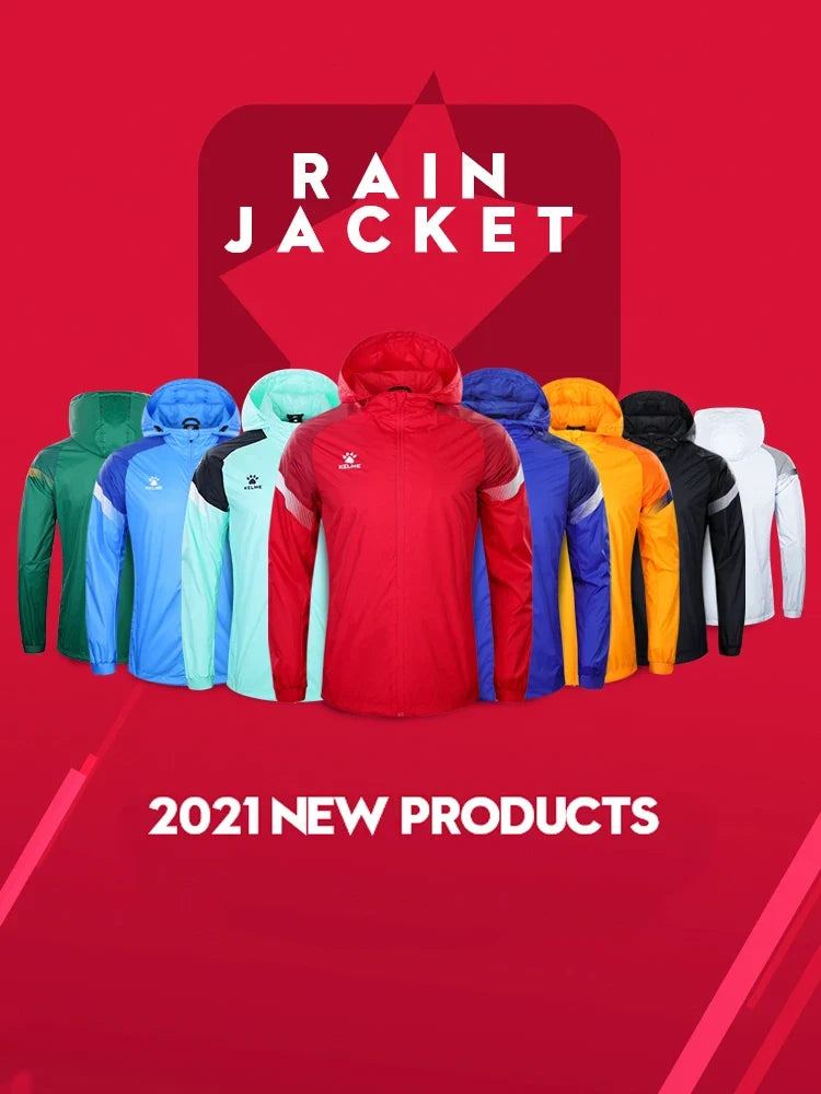 Men's Windbreaker Running Jacket Soccer Kid Hooded Windproof Coat Couple Training Waterproof Jacket Quick Dry 8061WT1005
