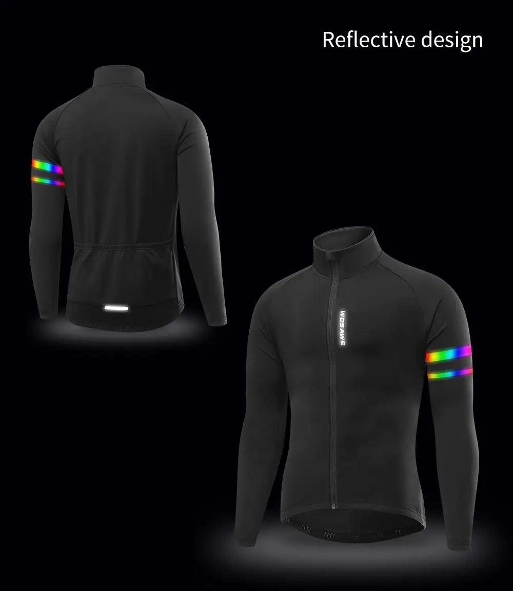 Men'sThermal Winter Cycling Jacket Fleece Lining Long Sleeve Jersey Windproof Running Riding Ciclismo Cycling Clothing