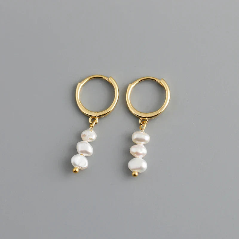 Real 925 Sterling Silver Natural Freshwater Baroque Pearl Stud Earrings for Women Bohemian Charming Jewelry Trend 2021