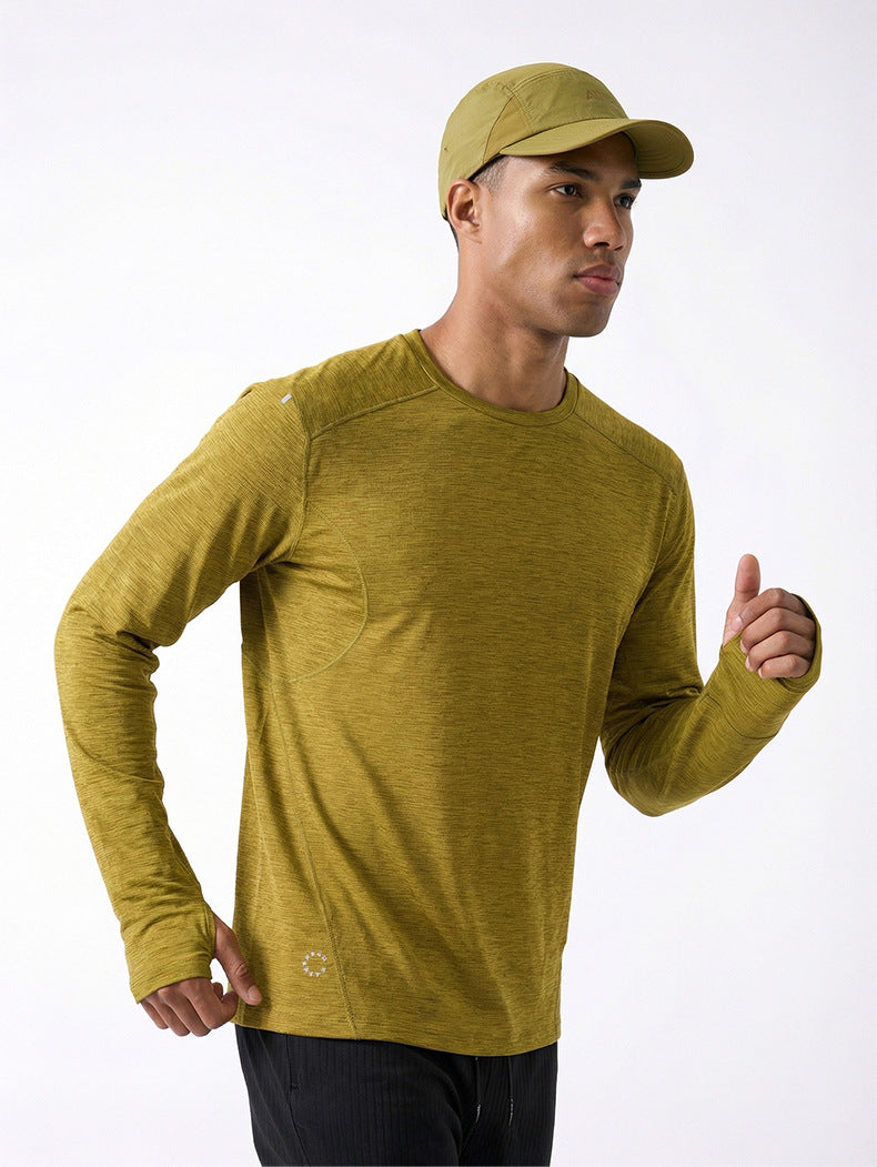 Men's Quick Dry Long Sleeve T-Shirt Sports Running Tee Summer Breathable Lightweight Fitness Gym Workout Top Activewear