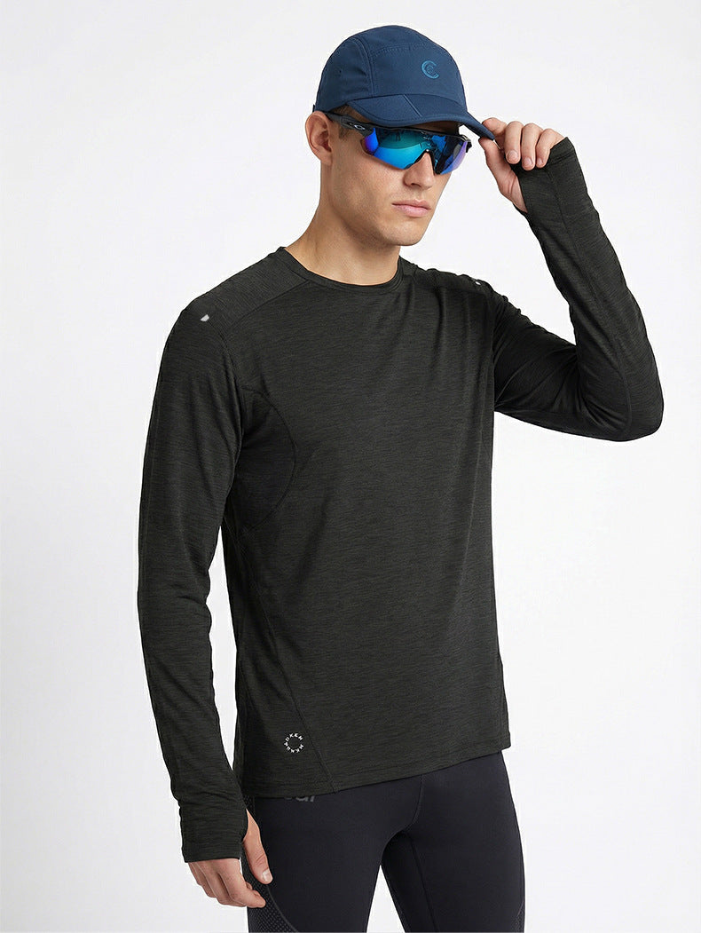 Men's Quick Dry Long Sleeve T-Shirt Sports Running Tee Summer Breathable Lightweight Fitness Gym Workout Top Activewear