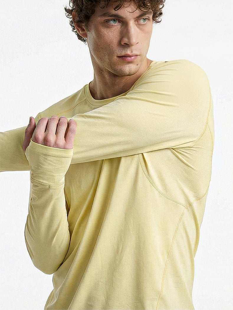 Men's Quick Dry Long Sleeve T-Shirt Sports Running Tee Summer Breathable Lightweight Fitness Gym Workout Top Activewear