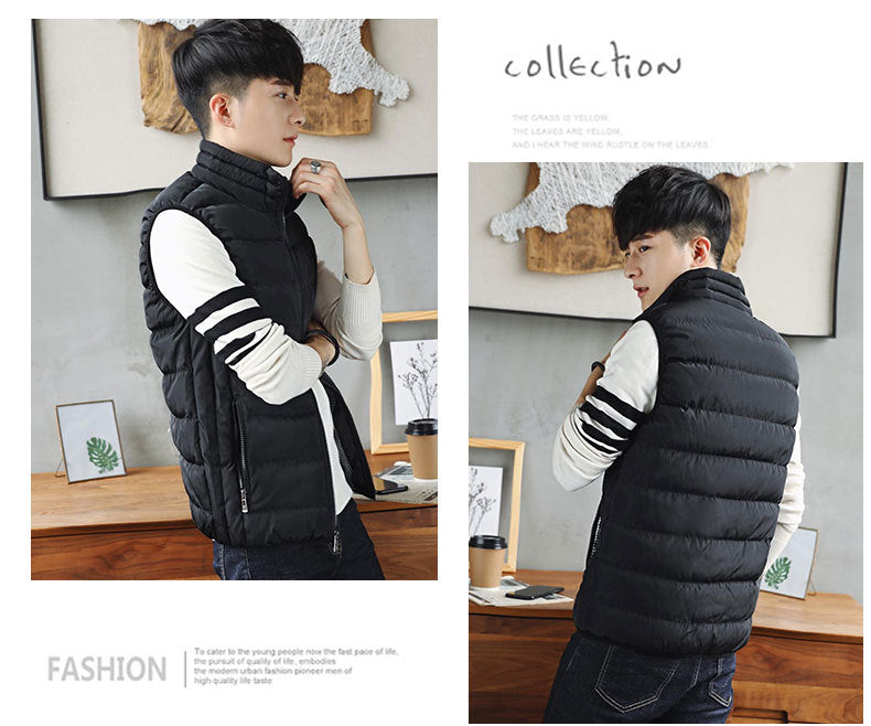 Men Vest Windproof Vest Men Jacket Sleeveless Vest Winter Jacket Casual Coat Men Down Cotton Warm Thick Waistcoat Thick Gilet