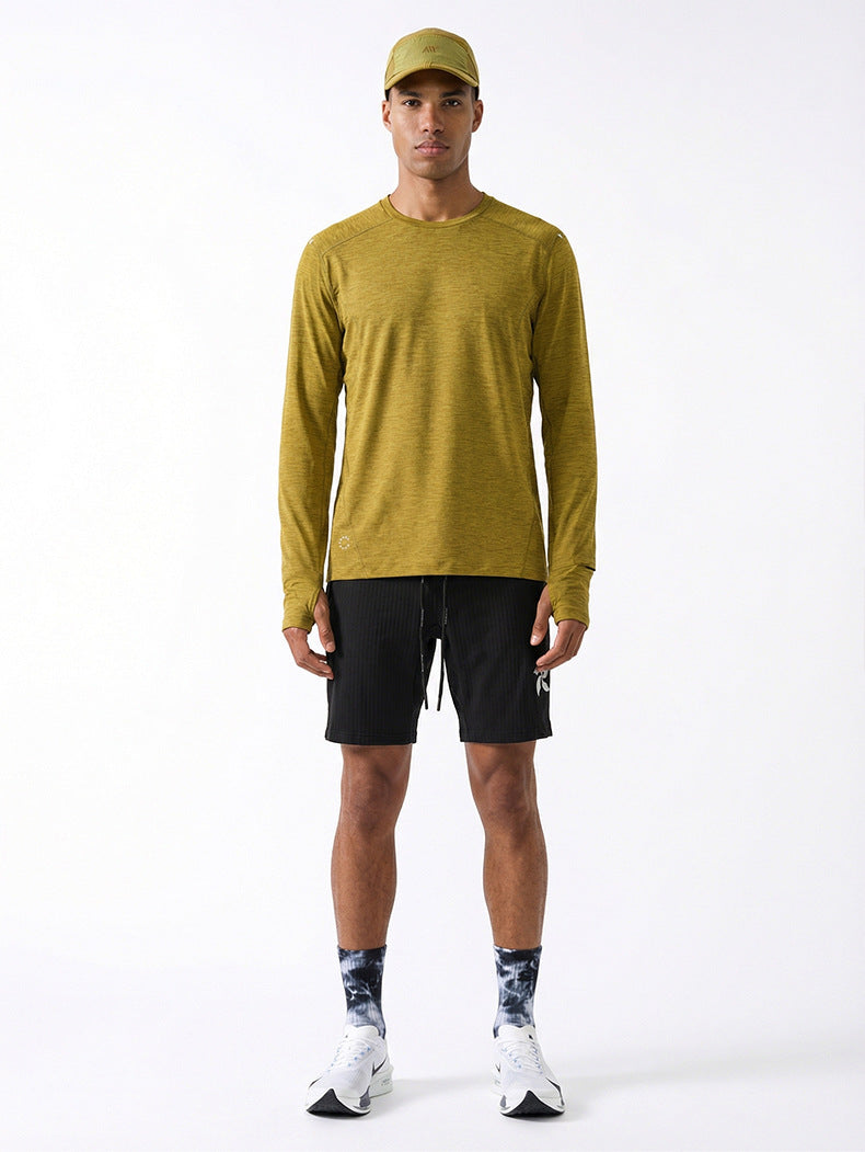 Men's Quick Dry Long Sleeve T-Shirt Sports Running Tee Summer Breathable Lightweight Fitness Gym Workout Top Activewear