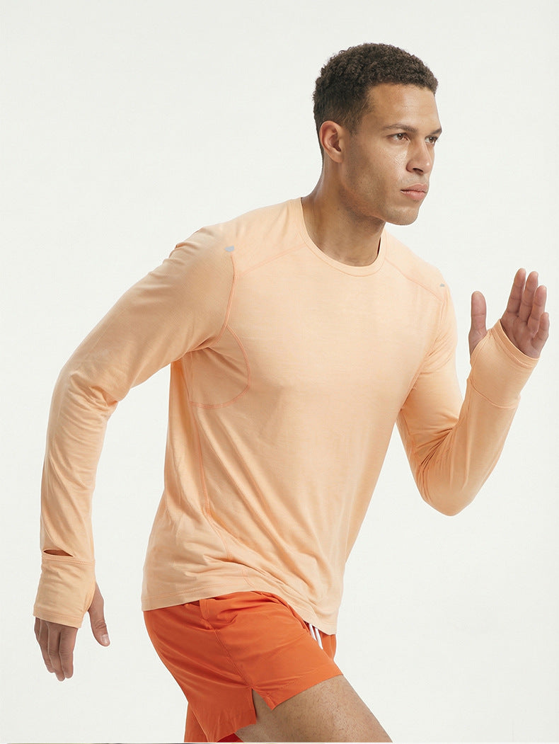 Men's Quick Dry Long Sleeve T-Shirt Sports Running Tee Summer Breathable Lightweight Fitness Gym Workout Top Activewear