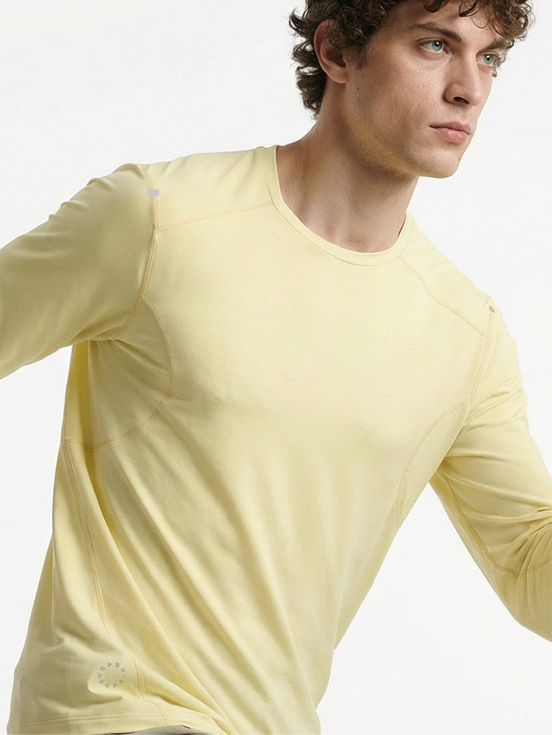 Men's Quick Dry Long Sleeve T-Shirt Sports Running Tee Summer Breathable Lightweight Fitness Gym Workout Top Activewear