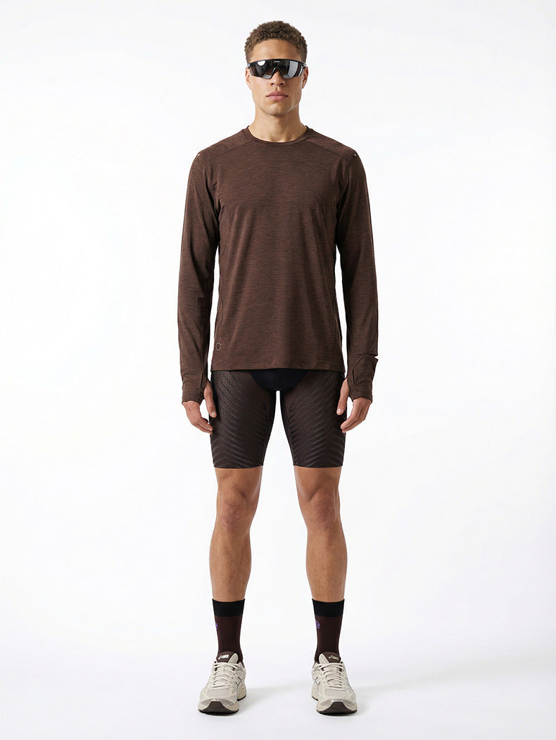 Men's Quick Dry Long Sleeve T-Shirt Sports Running Tee Summer Breathable Lightweight Fitness Gym Workout Top Activewear