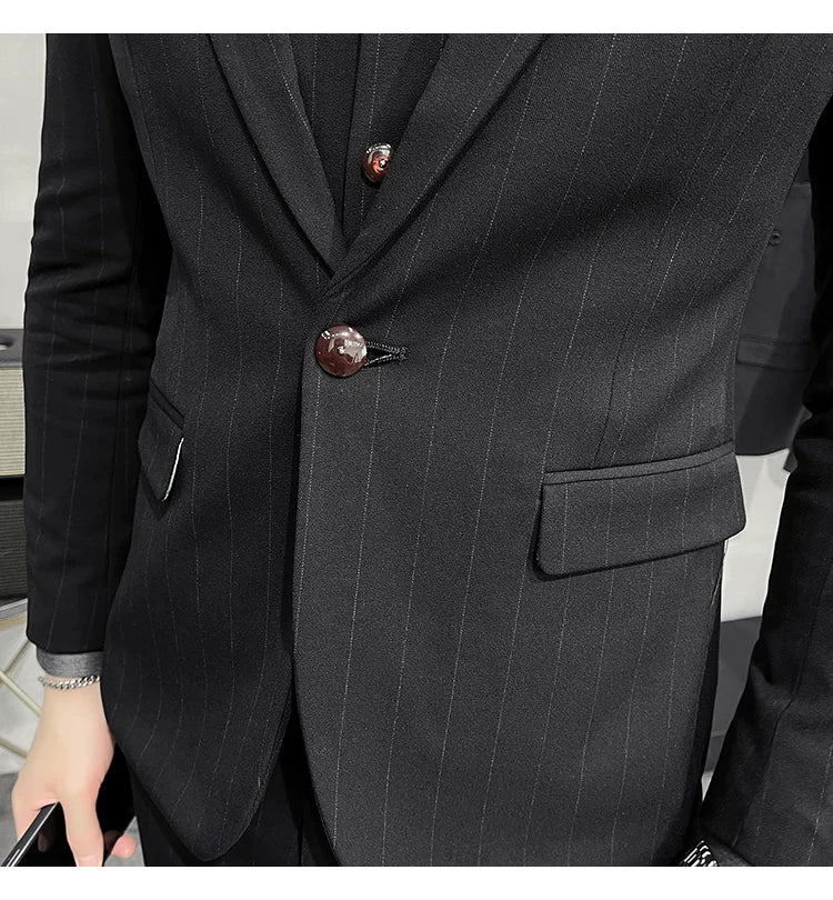 S-7XL Blazer Vest Pants High-end Brand Plaid Retro Business Suit Groom Wedding Party Slim Suit Fashion British Style Performance
