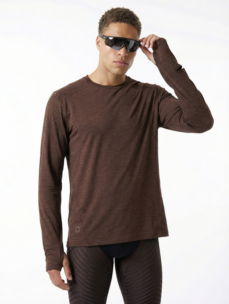 Men's Quick Dry Long Sleeve T-Shirt Sports Running Tee Summer Breathable Lightweight Fitness Gym Workout Top Activewear