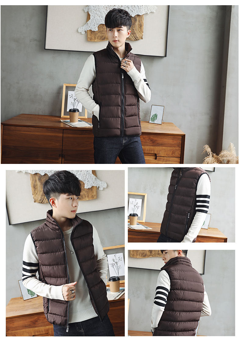 Men Vest Windproof Vest Men Jacket Sleeveless Vest Winter Jacket Casual Coat Men Down Cotton Warm Thick Waistcoat Thick Gilet