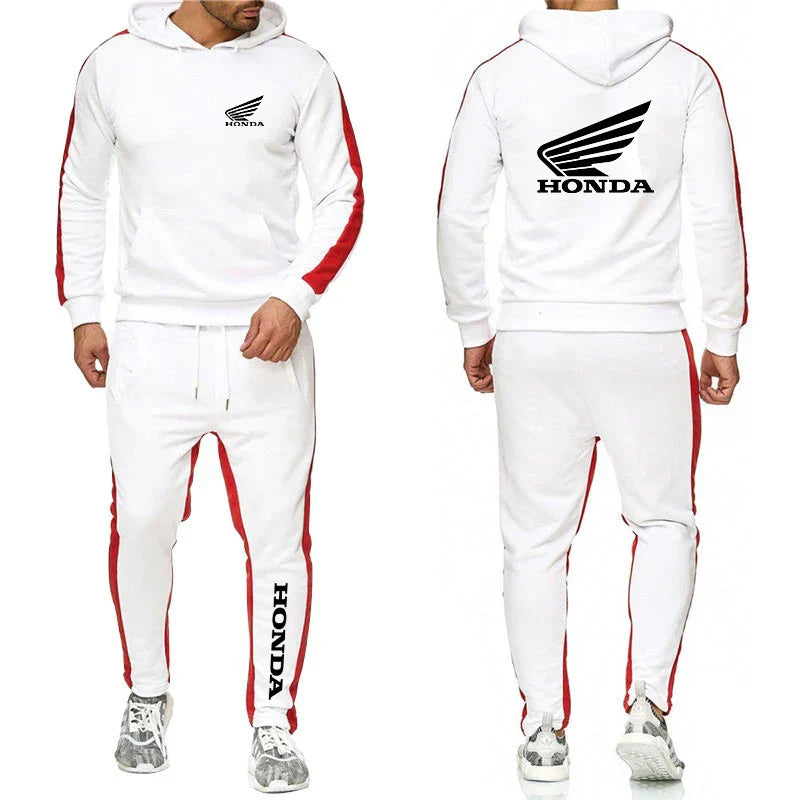 2025 Men Tracksuit Honda motor Wing Printed Hoodie Suits Hooded Sweatshirt+Pants 2 Pieces Men Sets Running Fitness Men Clothing