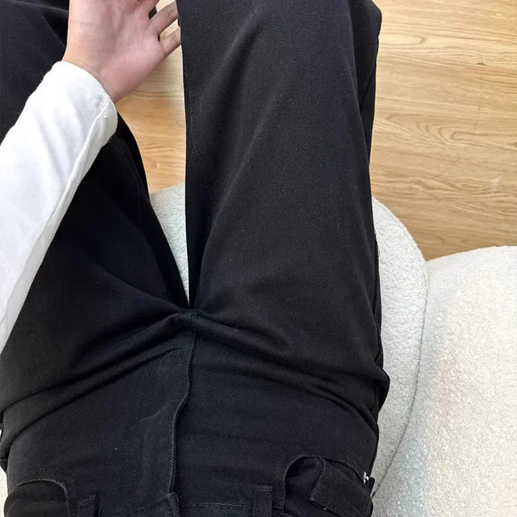 High Waist Wide Leg Black Jeans