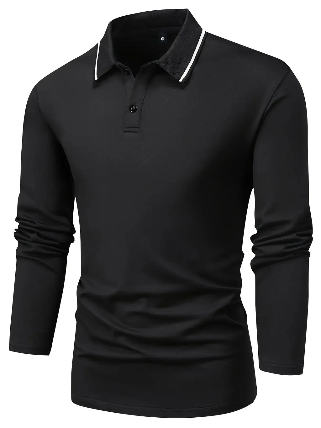 Men's Slim Fit Solid Color Breathable Anti-Wrinkle Polo Shirt Casual Business Long Sleeve Collar Spring Autumn Commute