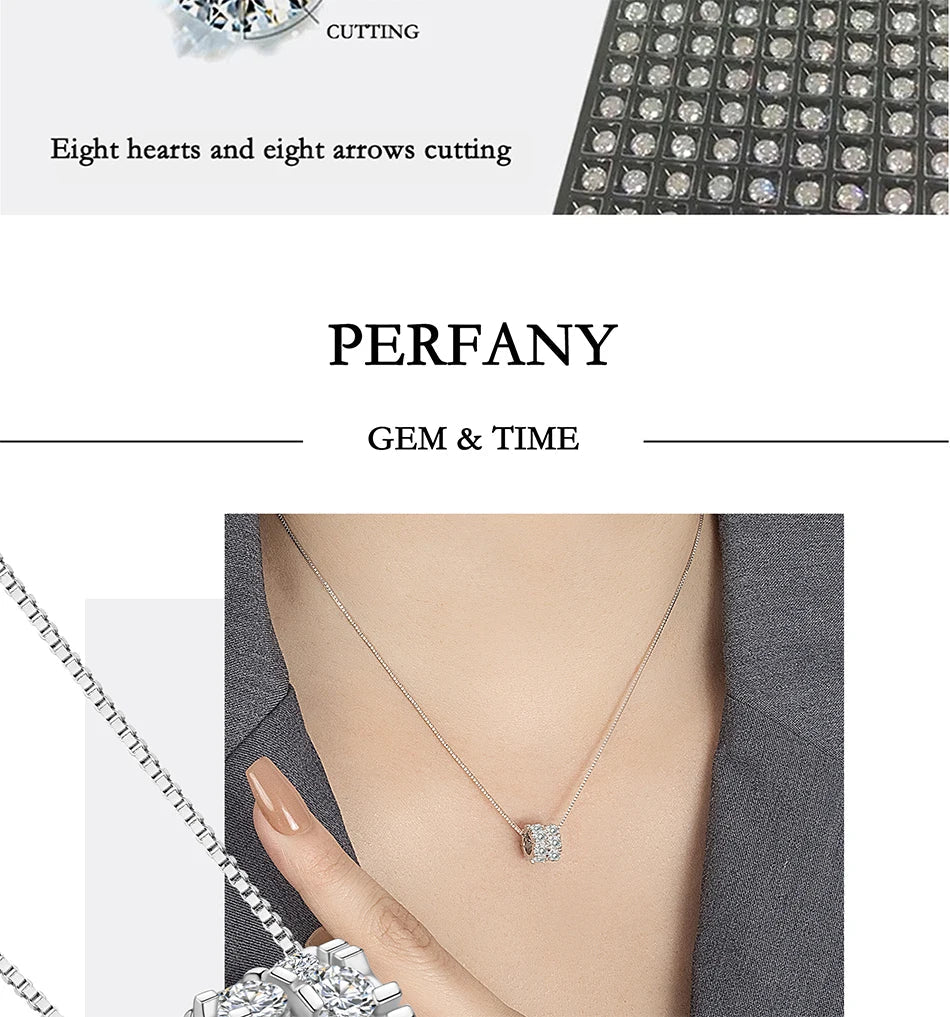 1.6CT Moissanite Necklace for Women S925 Pure Silver Spherical Laboratory Diamond Pendant Luxury Party Jewelry Gift