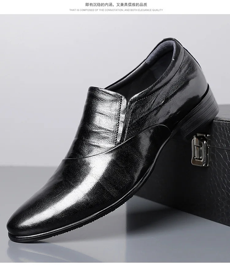2026 New Low-heeled Business Shoes for Men Black Spring Summer Leather Shoes Male Fashion Casual Dress Shoe Man