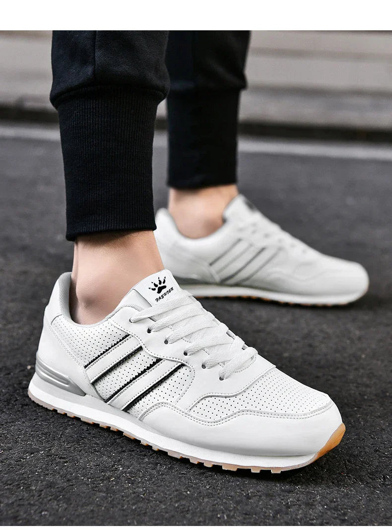 High Quality Men's Vulcanized Sneakers Leather Casual Shoes Breathable Mesh Men Tennis Shoes Male Flat Shoe Zapatillas Hombre