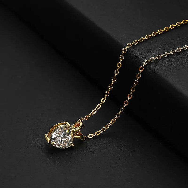1ct Certified Heart Cut Moissanite Necklace for Women Classic 100% S925 Sterling Silver Pendant Jewelry Wholesale GRA