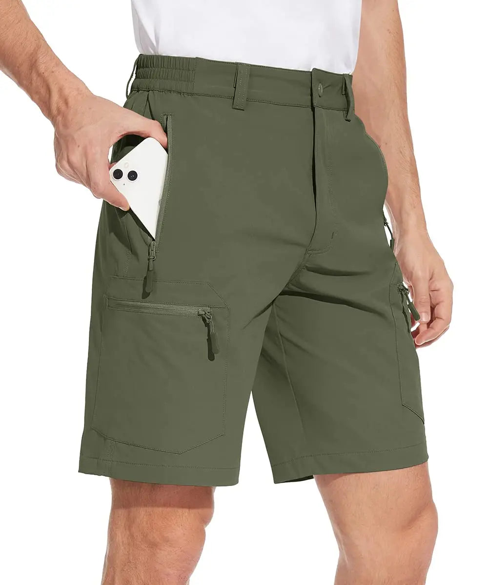 5 Zipper Pockets Summer Quick Dry Cargo Shorts Mens Fishing Shorts Stretch Outdoor Hiking Nylon Work Shorts Lightweight