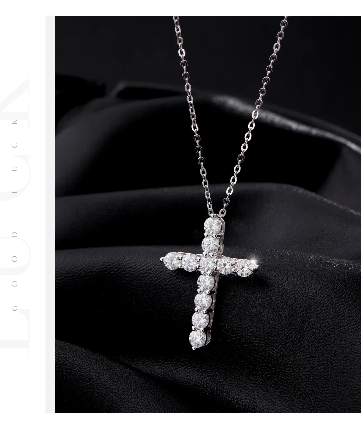 D Color Moissanite Necklace 925 Sterling Silver Exquisite Cross Link Chain Pendant Necklace For Women Fine Jewelry Gift