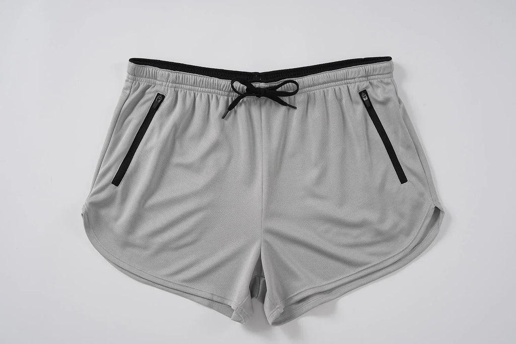 Men's Mesh Running 3" Shorts Quick Dry Lightweight Athletic Workout Gym Shorts Zipper Pockets Shorts Outdoor Fitness