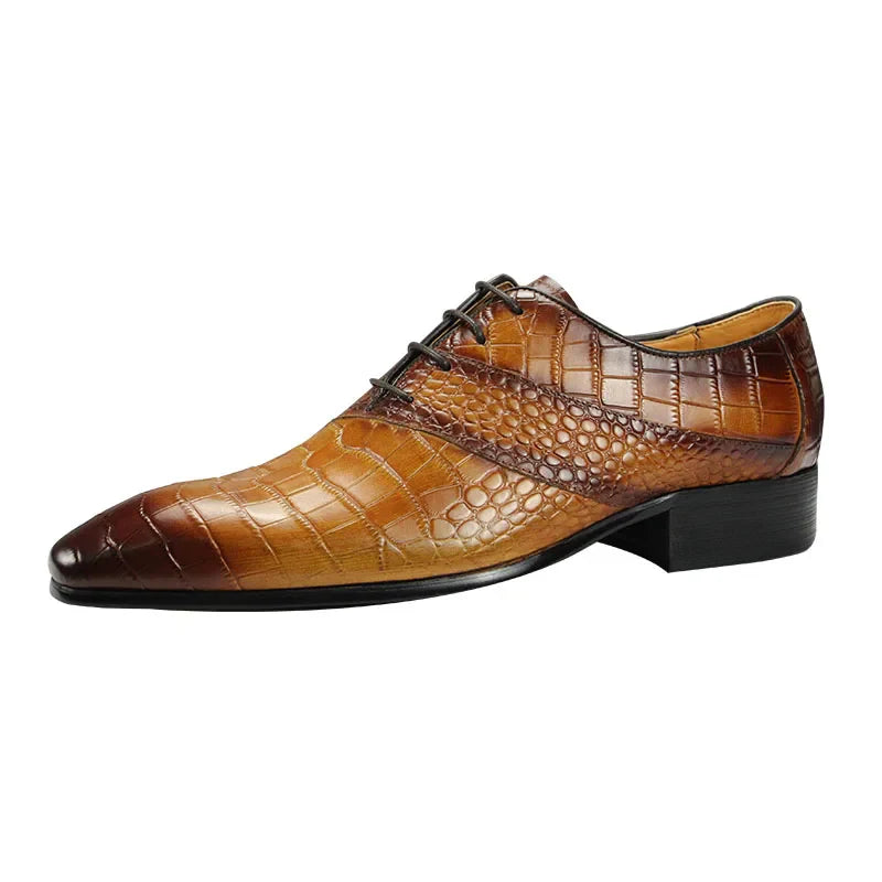 Men's Invisible Height Increasing Elevator Shoes Genuine Leather Formal Dress Oxfords Business Shoes Durable Rubber Outsole
