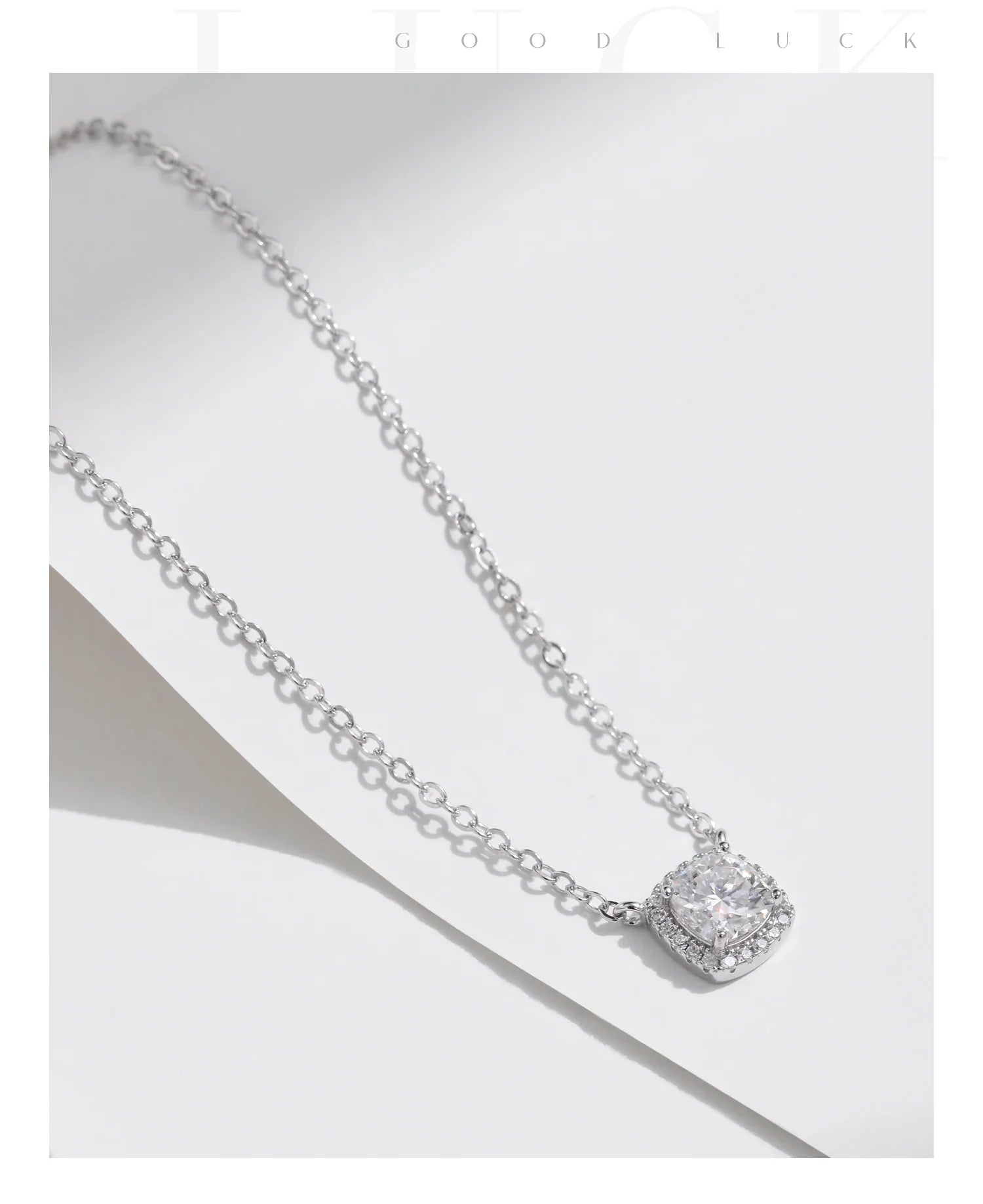 1 Carat Square Cushion Cut Halo Moissanite Pendant Necklace For Women 925 Sterling Silver Dazzling Wedding Bridal Jewelry