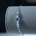 925 Sterling Silver Bracelets Adjustable Bangle Nano Blue Topaz Bracelet Round Pear Bracelets for Woman Wedding