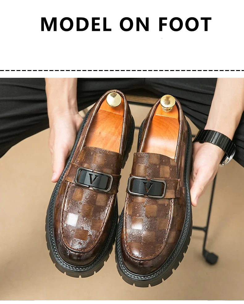 New Platform Men's Casual Shoes Comfortable Fashion Luxury Loafers Men's Leather Shoes Heightening Loafers Beans Driving Shoes