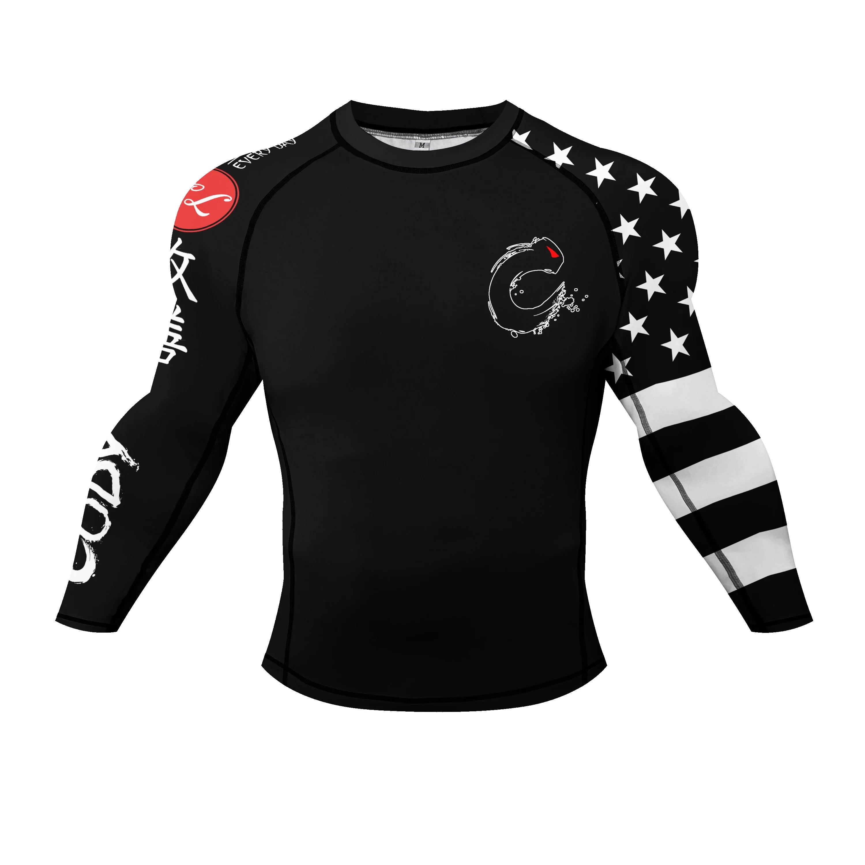 Popular Manufacturer Custom Sublimated Print Rashguard With Rubber Banding Hem Long Sleeves UV Sportswear Men Sport Gym T shirt