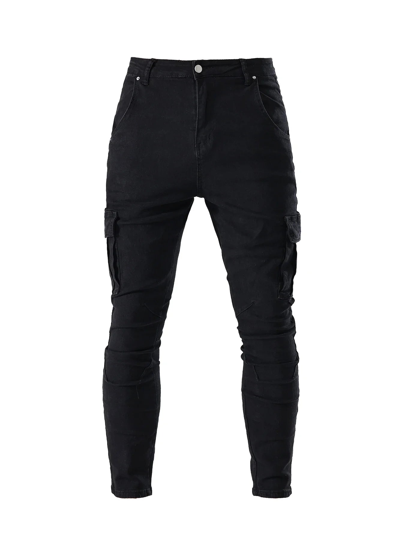 Men's Fahsion Elastic Slim Fit Jeans Men Cargo Denim Pants