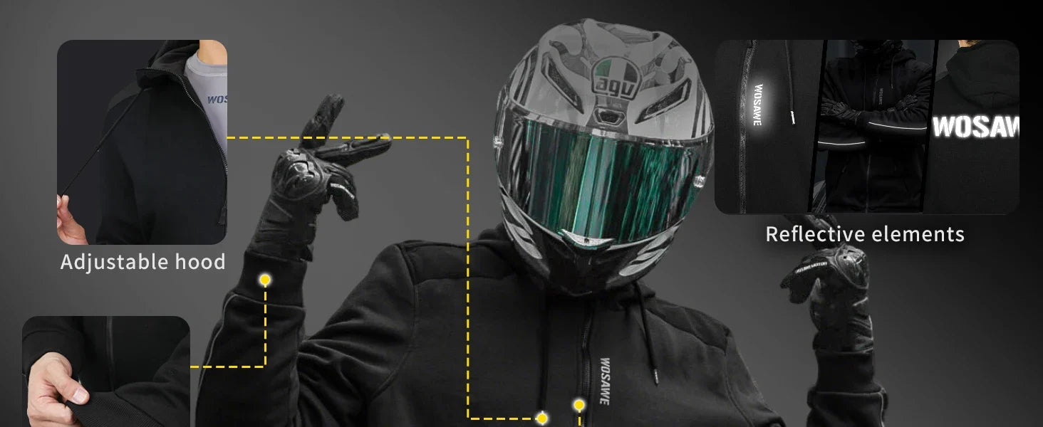 Men Motorcycle Hoodie Shirt Motorcycle Winter Warm Jacket Riding Casual Motorcycle Riding Clothes