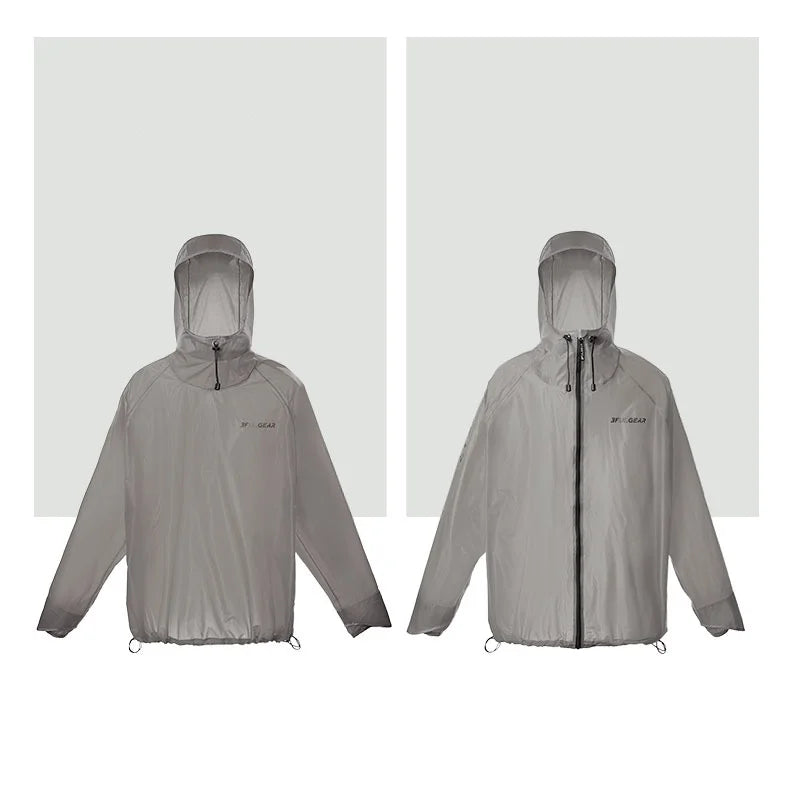 3F UL GEAR Qingsuo Rain Jacket Outdoor Ultralight Rain Zip Poncho Hiking Sleeve Rain Coats Waterproof Traveling Mountaineering