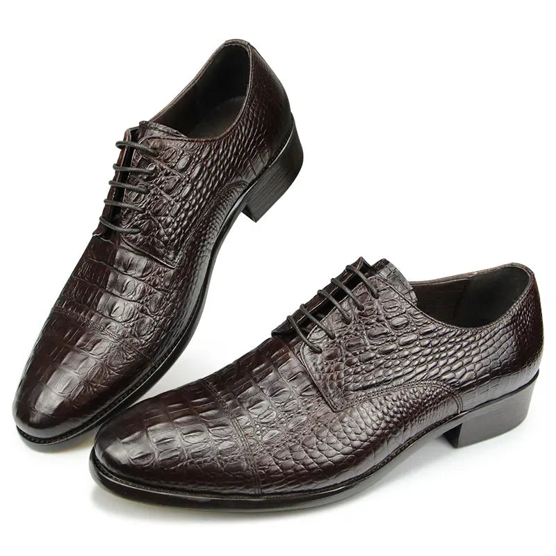 Luxury Crocodile Pattern Genuine Leather Shoes Handmade Men's Vintage Casual Leather Shoes Custom Pointed Toe Oxford Dress Shoe