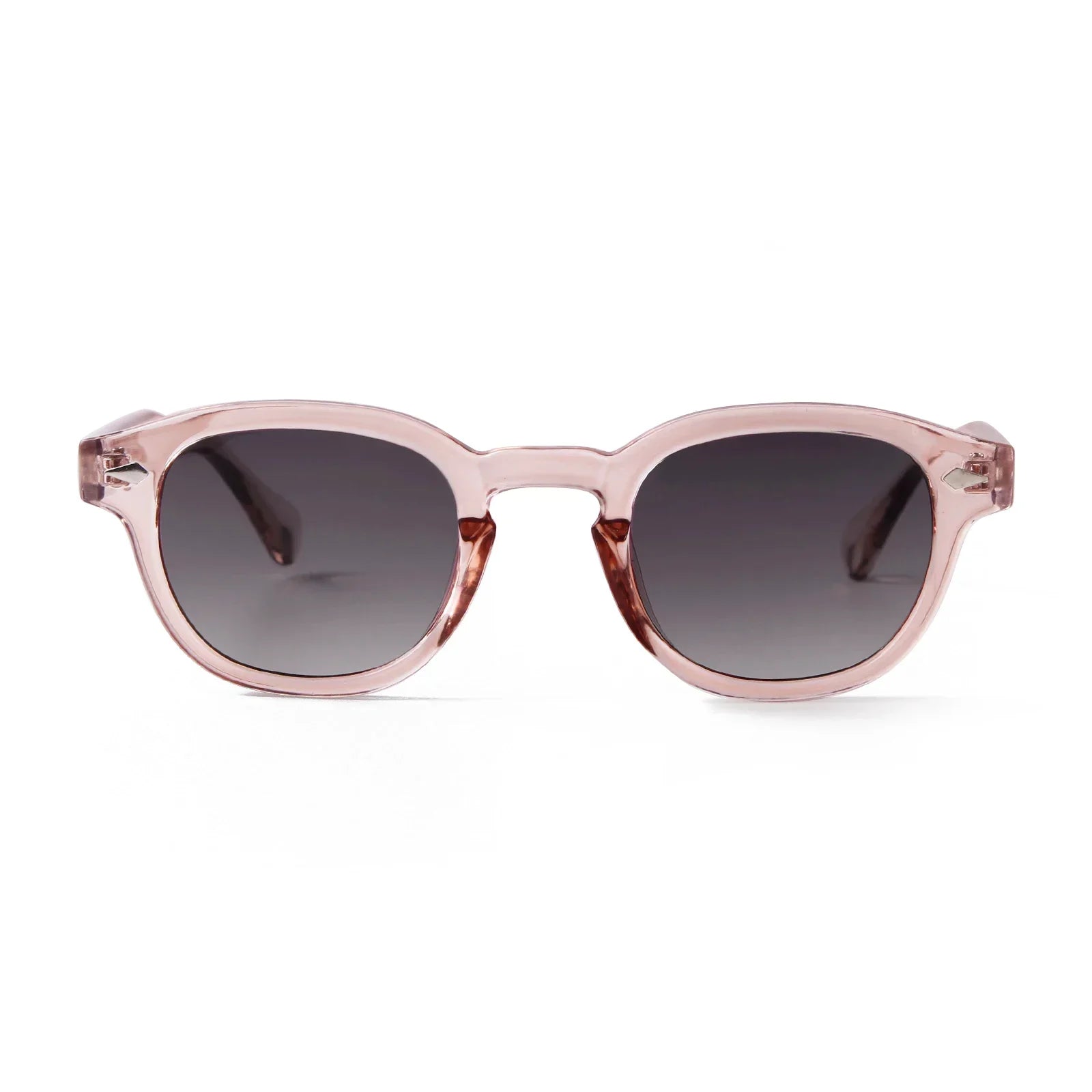Fashion Transparent Blue Round Sunglasses Women Men 2024 Retro Rivet Tortoise Small Square Sun Glasses UV400 Lunettes De Soleil