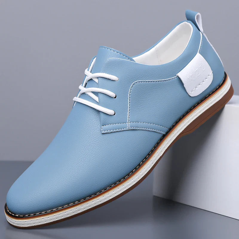Men's Casual Business Leather Shoes Men Fashion Lace-up Derby Shoe Mens Light Comfortable Outdoor Driving Flats