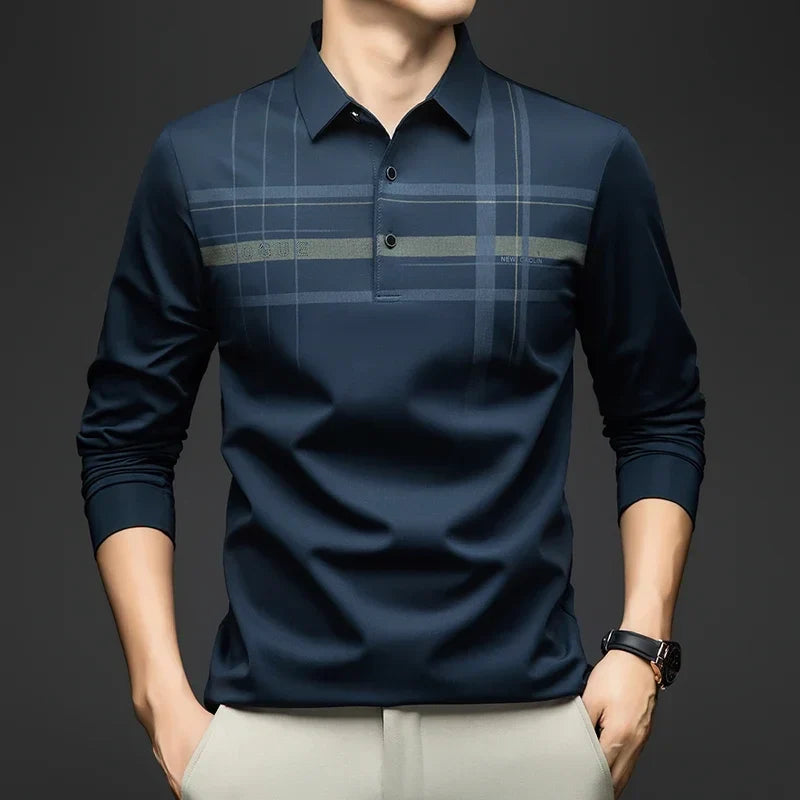 Polo T Shirt for Man 2026 Formal Business Slim Long Sleeve Tshirt Men Casual Loose Stripe Shirt for Man Designer Clothes