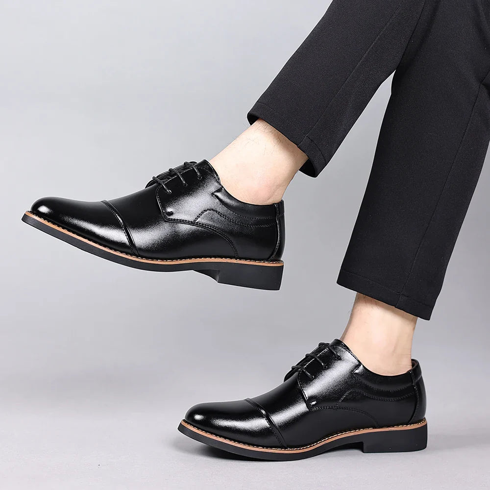 Men's Large Size Business Casual Single Shoes Comfortable Elegant Work Leather Shoes for Daily Wear