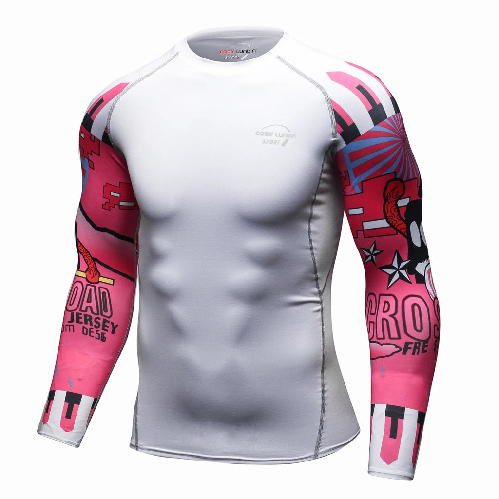 Men Long Sleeve Compression Athletic Workout Shirt Water Sports UPF 50+ Rash Guard High Quality Jiu Jitsu Gi BJJ Top