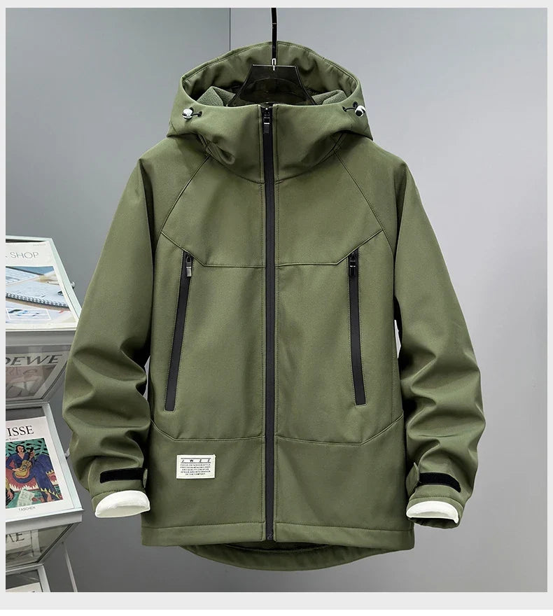 Waterproof Windbreaker Jacket Men 12XL 13XL Plus Size Camp Jacket Coat Male Fashion Casual Fleece Jackets Big Size 13XL