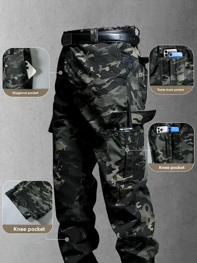 New Work Cargo Pant Men Wear-Resistant Stretch Tactical Trousers Casual Breathable Multi-Pocket Outdoor Waterproof Training Pant