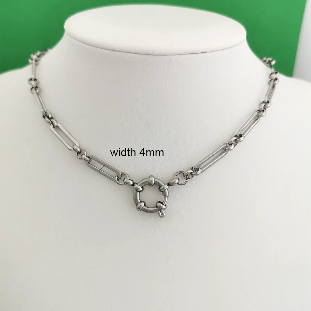 Necklace Women Men Choker Stainless Steel Geometric Rolo Link Cuba Paperclip Chain
