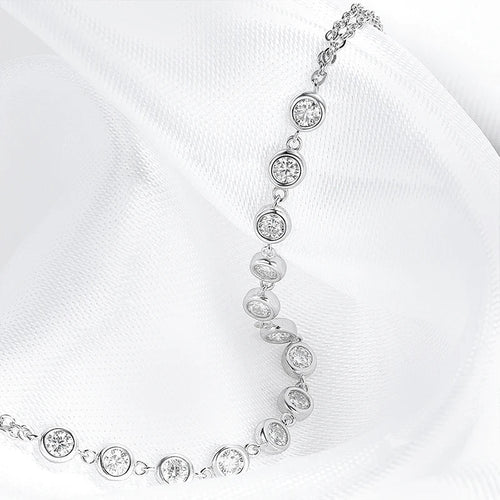 14-21CM Adjustable All Real Moissanite Bracelets for Women Girls Sparkling Chain Lab Diamond GRA Pure S925 Silver Jewelry